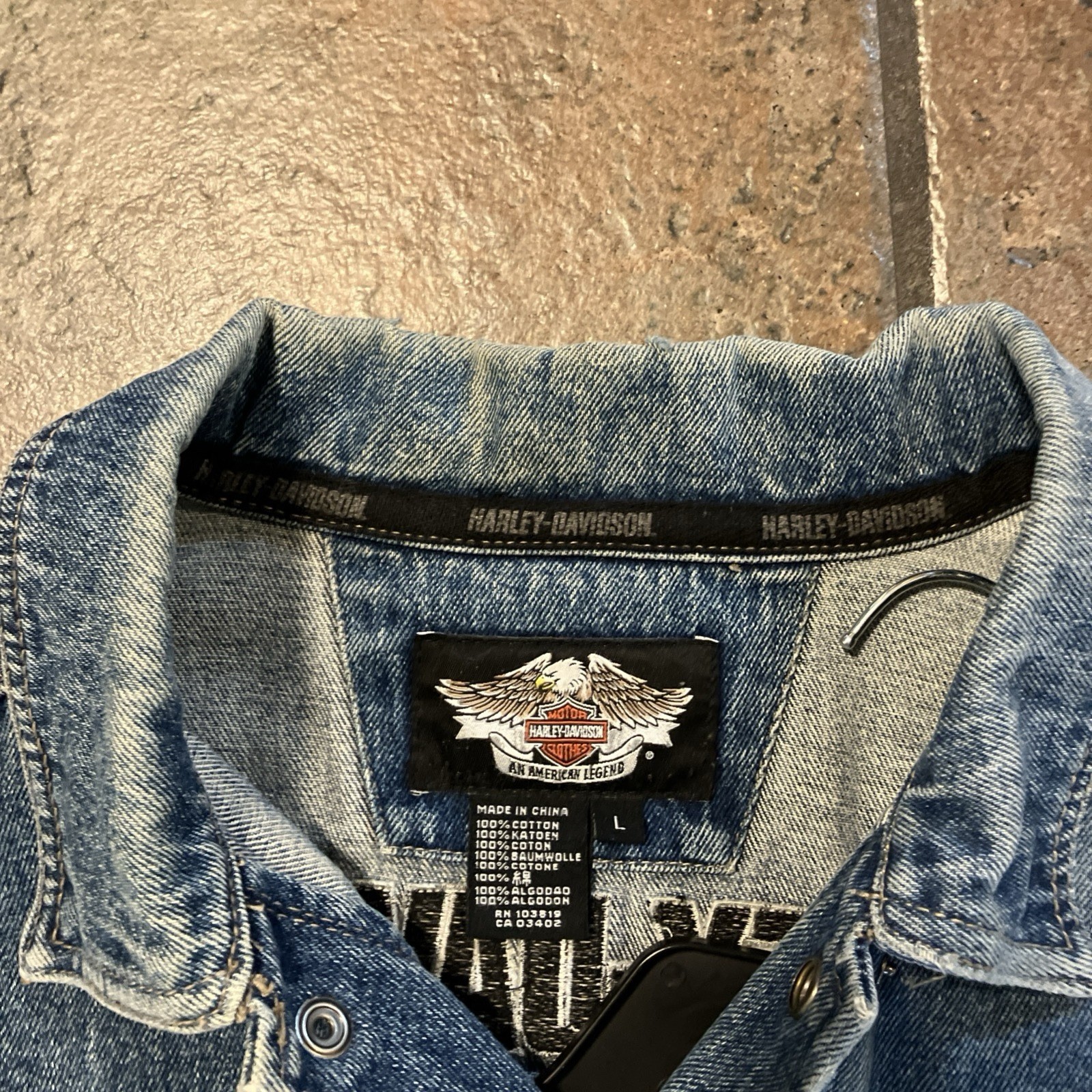 Vintage Harley Davidson Jacket Mens Large Denim 1903-2008 105th Anniversary Coat