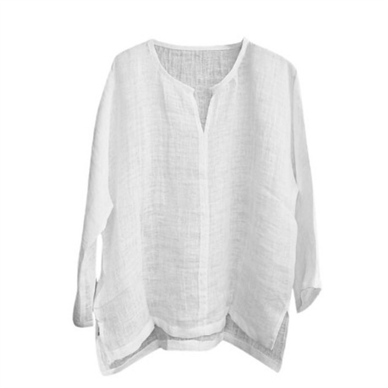 Summer Mens Cotton Linen V Neck T Shirt Long Sleeve Blouse Casual Loose Tops Tee