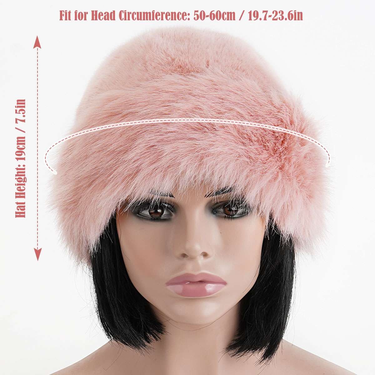 Winter Faux Fur Mongolian Hats For Women Warm Plush Fluffy Cap Outdoor Thicken