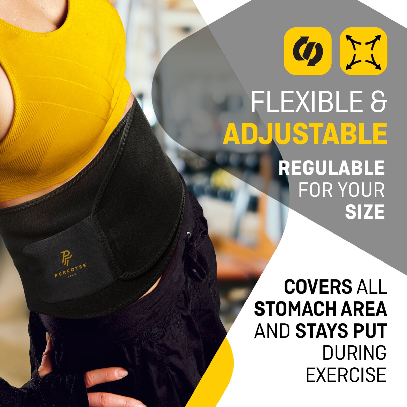 Waist Trainer for Women & Men Lower Belly Support Belt Sauna Effect Black L Size