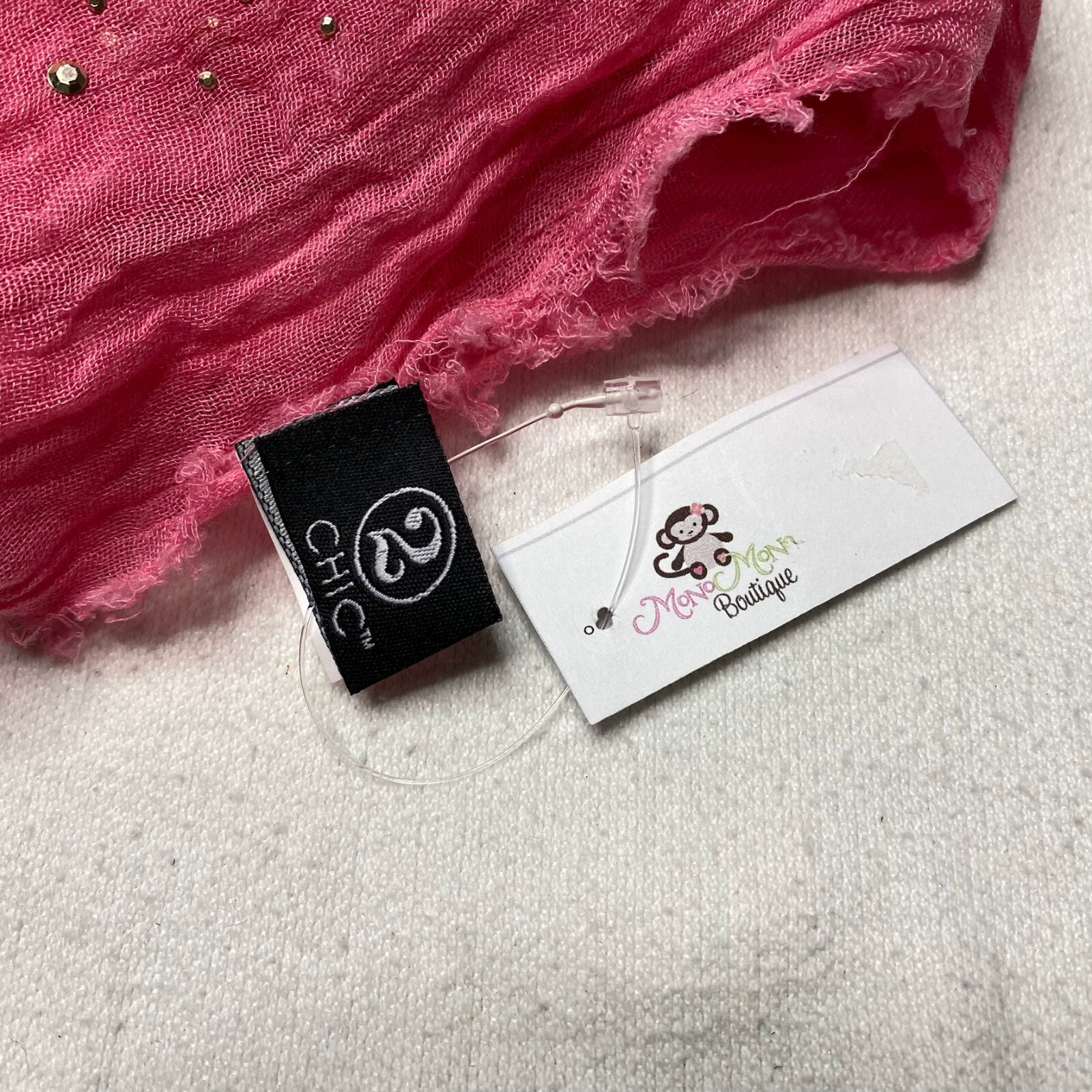 2 Chic Women Scarf Oversized Pink Silver Studded Multifunctional Y2K Revival NEW