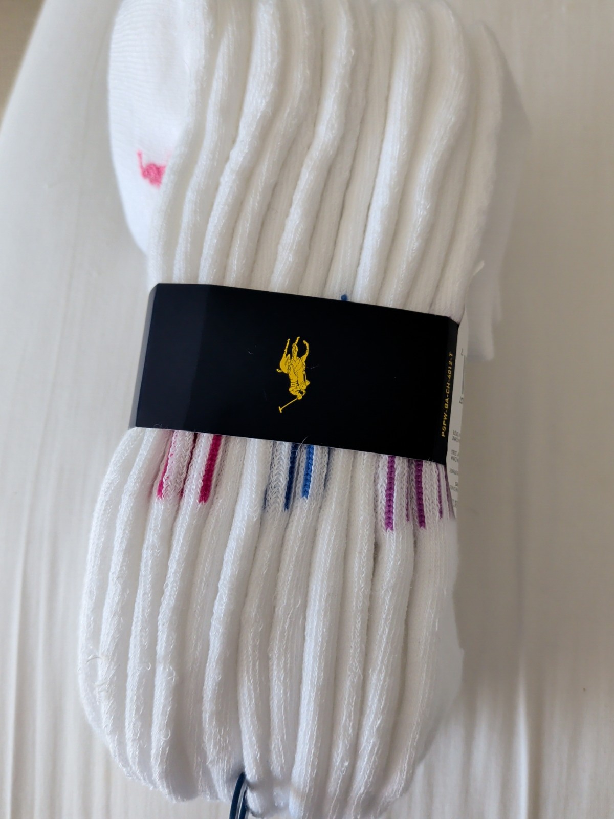 NEW 6 PAIRS PACK POLO RALPH LAUREN WOMEN NO SHOW SOCKS WHITE Pony Stripe 9-11