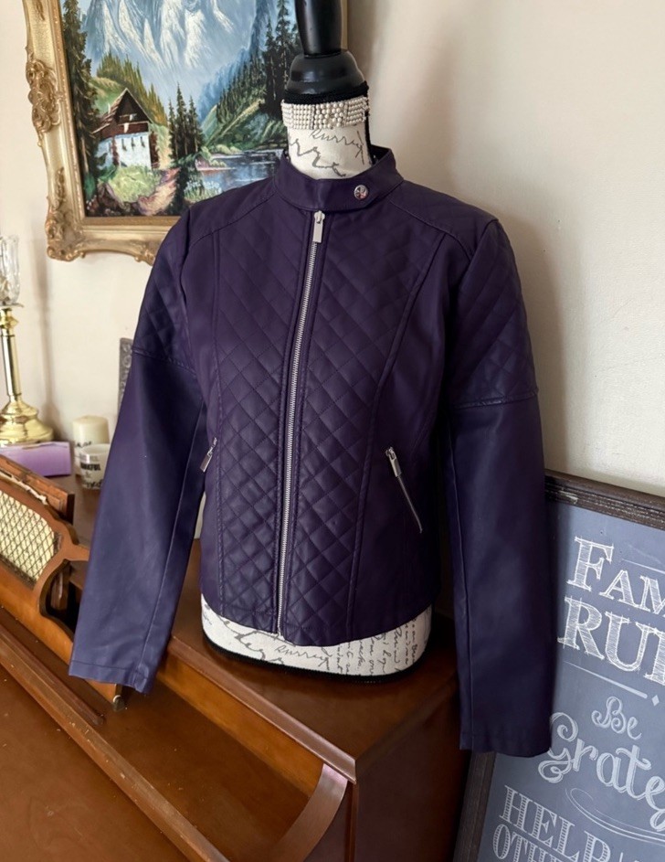 New York & Company Purple Faux Leather Moto Jacket Size S NWT 155.00
