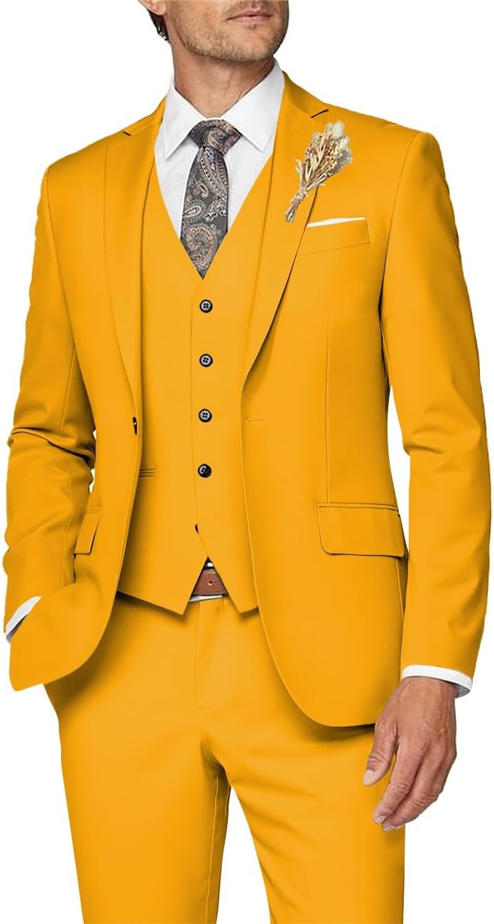 3 Piece Slim Fit Suit for Men Formal Business Wedding Prom Tuxedo Set
