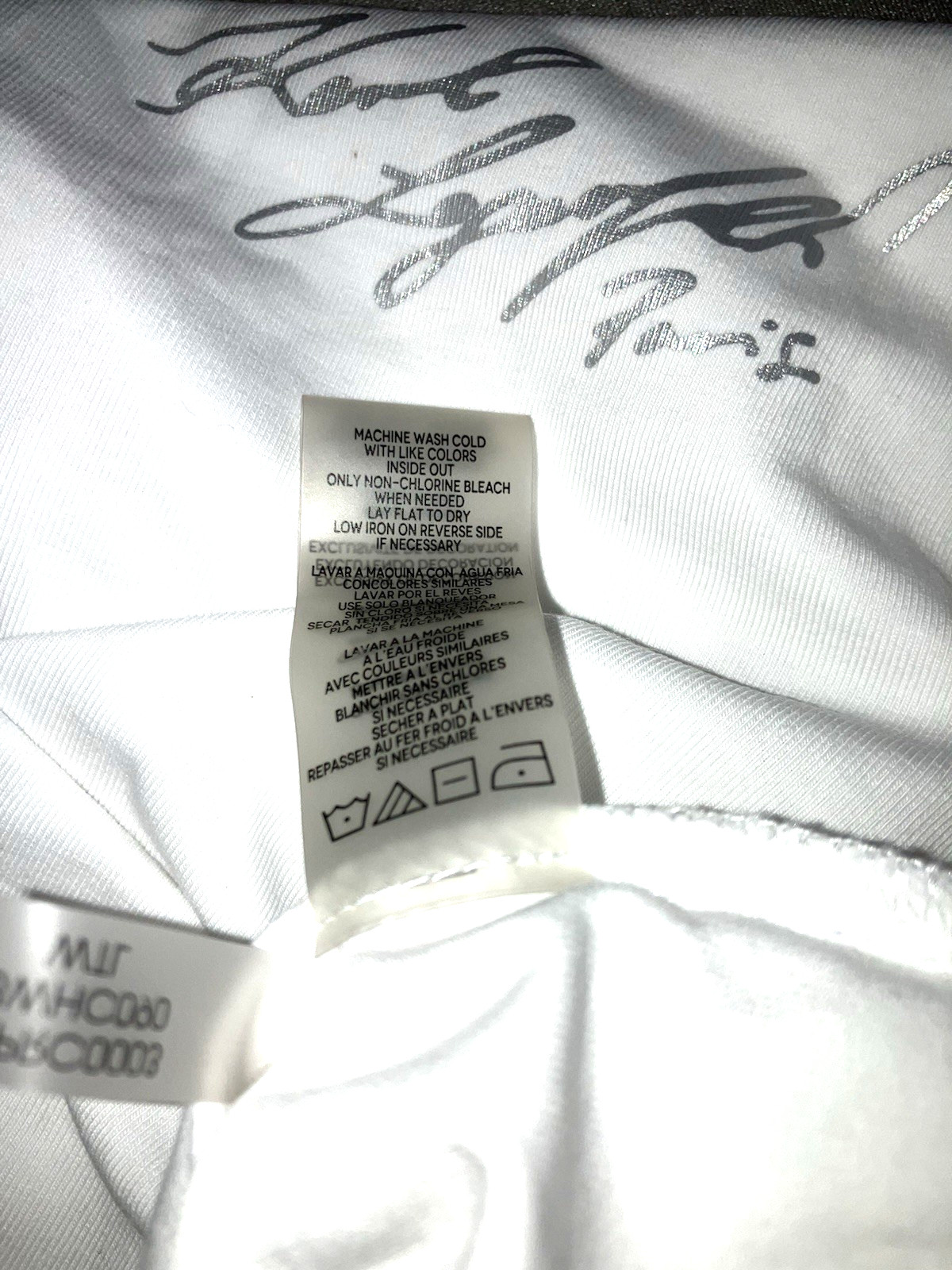 KARL LAGERFIELD sz XL White Cotton Short Sleeve T Shirt Rhinestone Sunglasses