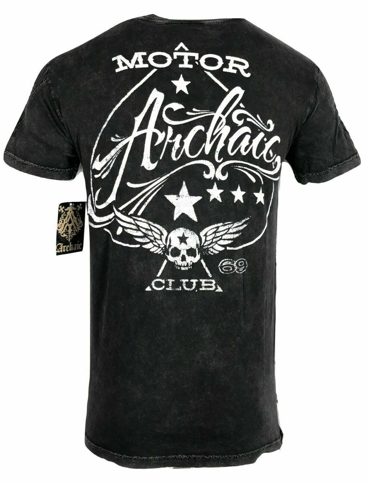 ARCHAIC by AFFLICTION Men’s T-Shirt NATION Skull Wings US Flag Black S-4XL $40