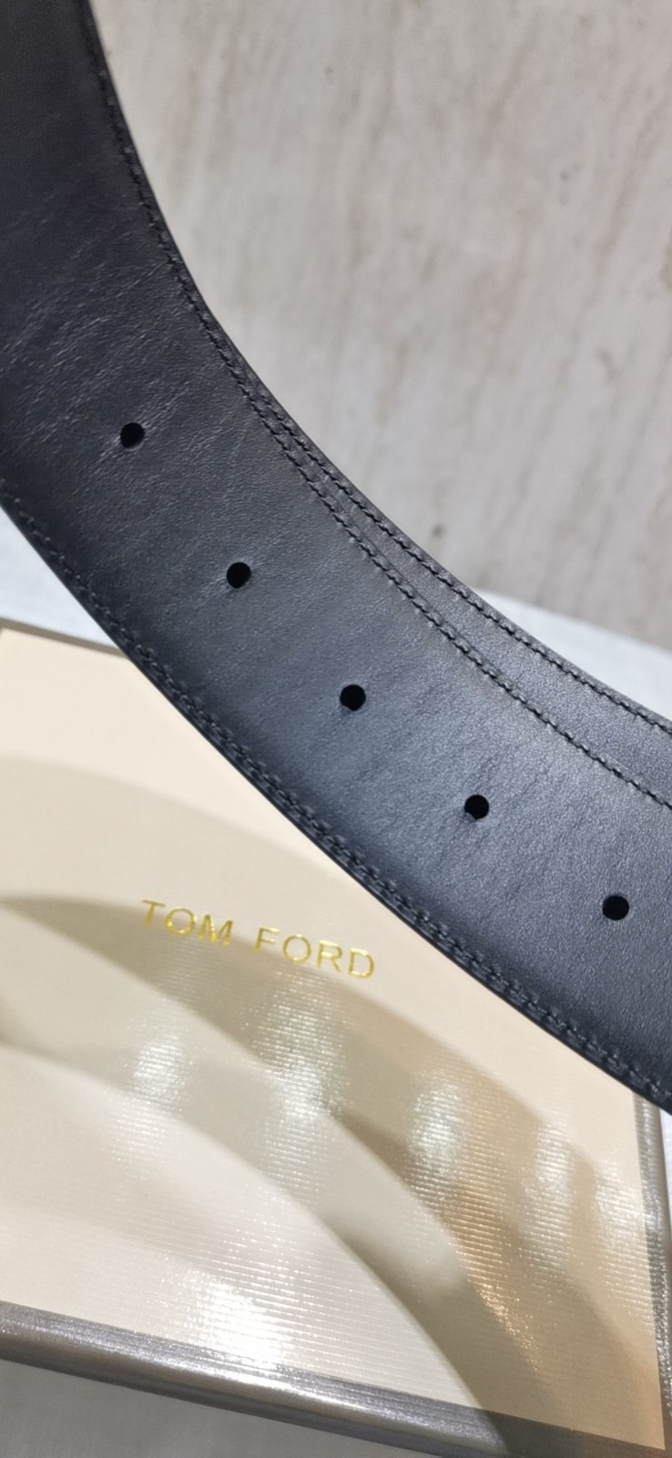 Tom Ford Black Leather Belt Gold Hardware New Free Shipping