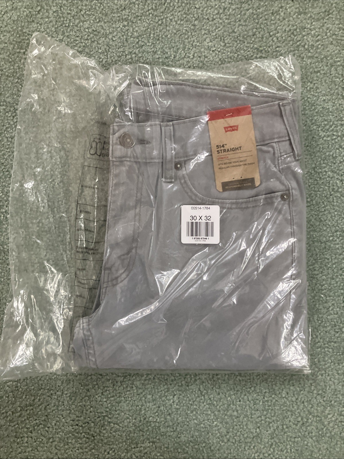 NWT Men’s Levi’s 514 Straight Fit Stretch Sharkskin Gray Pants Size 30”x32”