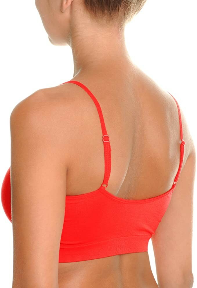 6 Women’s Angelina Sports Bra Bralettes Spaghetti Strap Padded Stretch Free Size