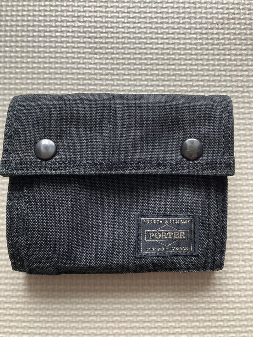 Porter Smoky Wallet Black leather used, discontinued model approx 13x11cm