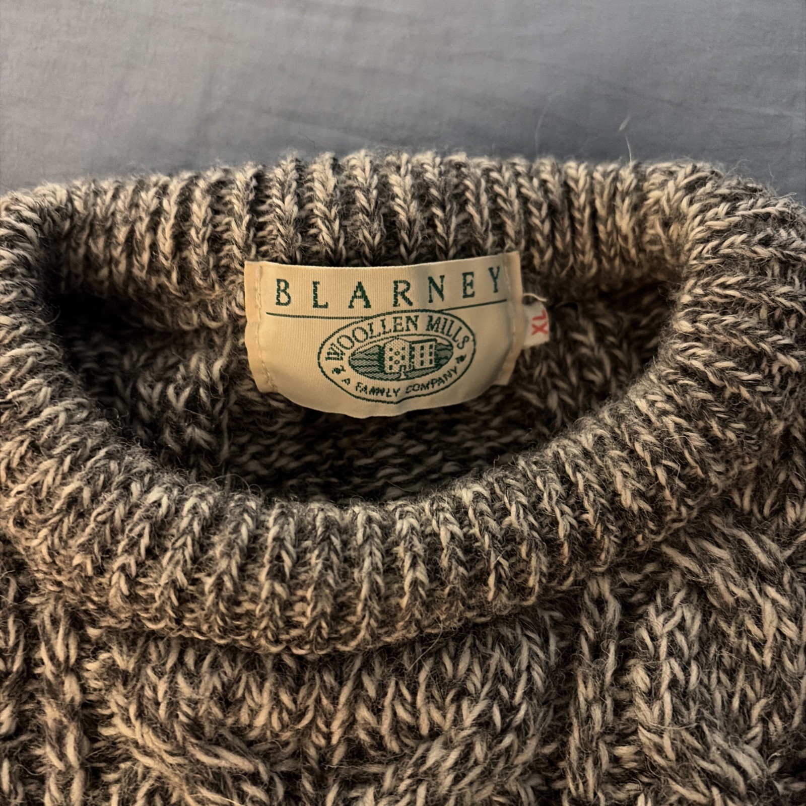 Blarney Woolen Mills Cable Knit Sweater Mens XL Pure New Wool Irish Fisherman