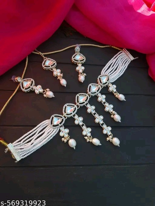 Indian Bollywood Gold Plated Kundan Choker Bridal Necklace Earrings Jewelry Set