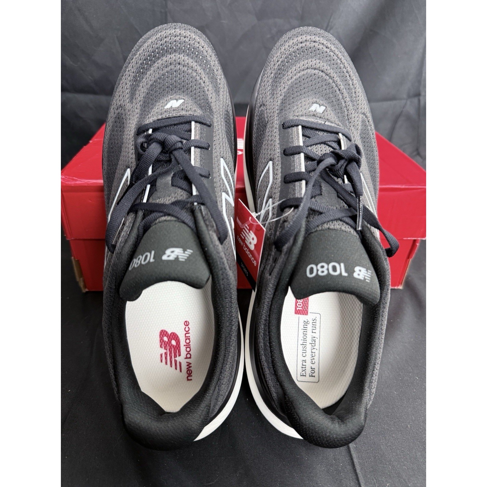 New Balance 1080v15 Shoes Mens Size 11.5 Black Grey Running Athletic Sneaker