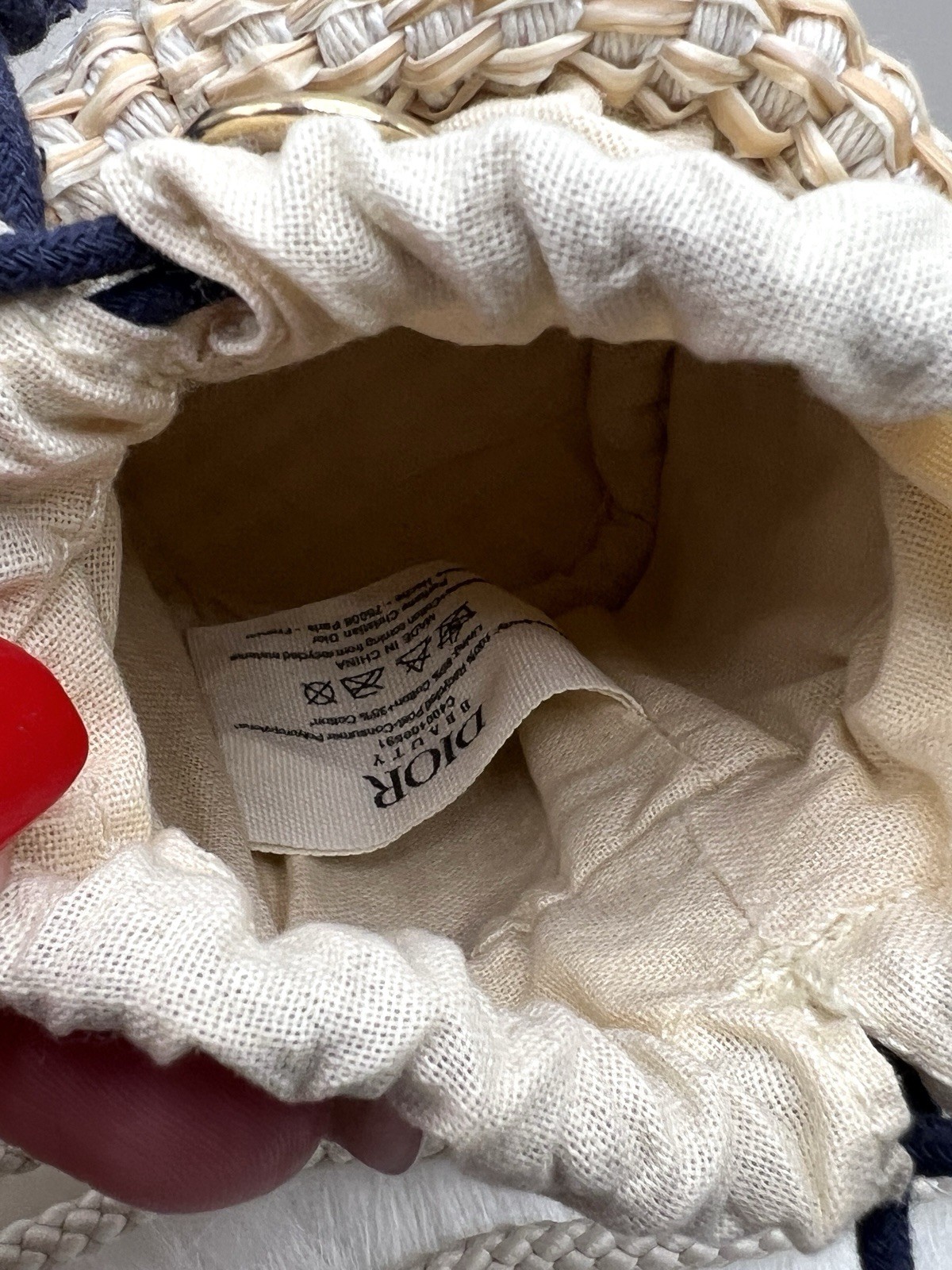 Christian Dior Mini Bucket Bag Straw Raffia Pouch VIP Novelty GWP Duster Box