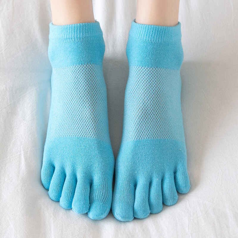 5 Pack Women Five Finger Toe Dress Socks Cotton Solid Sport Casual Classic 5-9