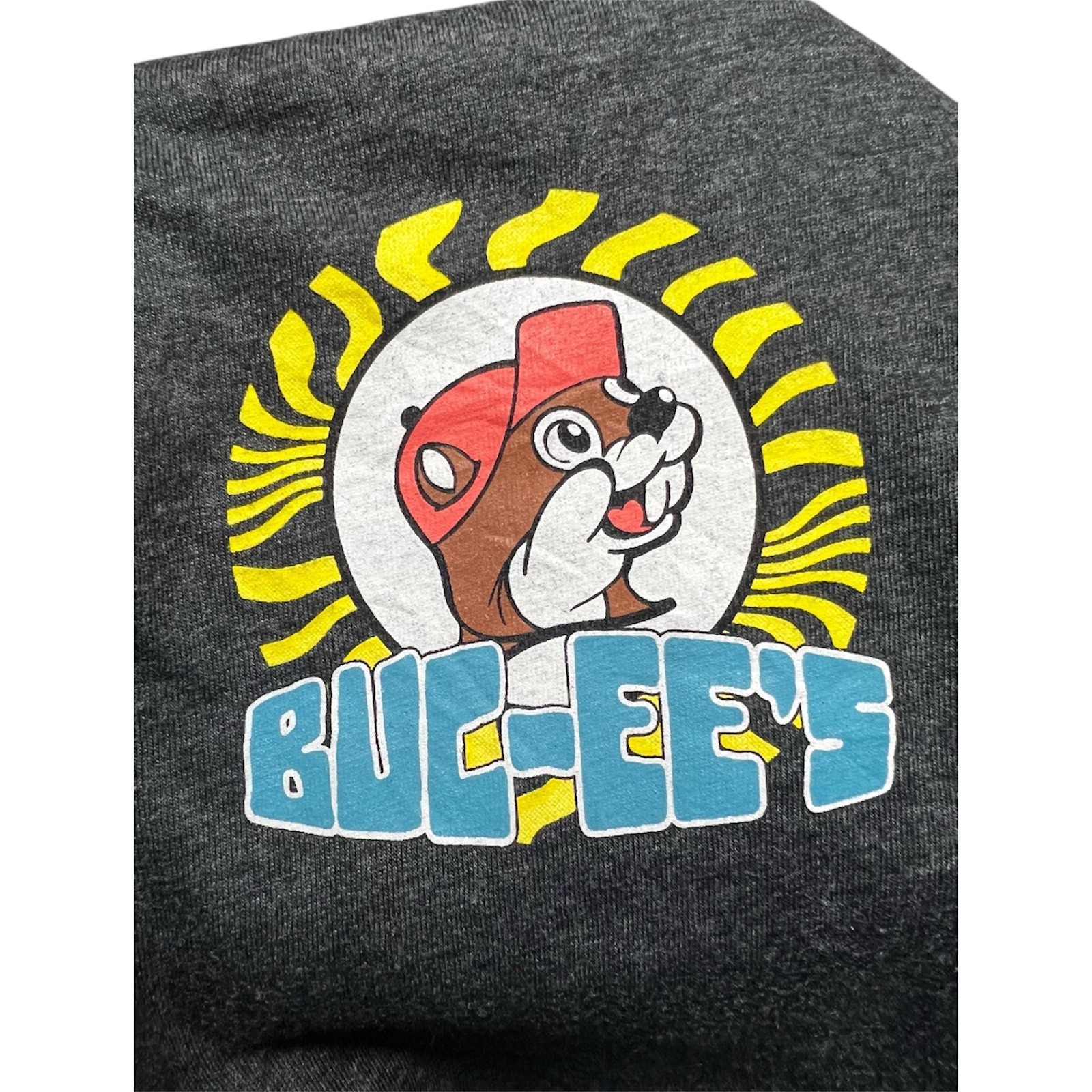 Buc-ee’s Mens L Gray Jeep Beach Surfboard Graphic T-Shirt