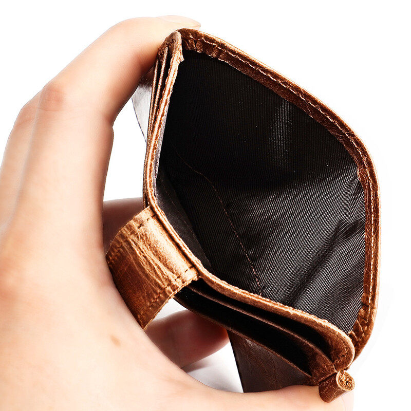 RFID Blocking Card Wallet with Hasp Coin Pocket Vintage Leather Small Wallet USA