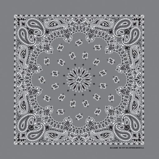 Charcoal Paisley 22×22 Bandanna