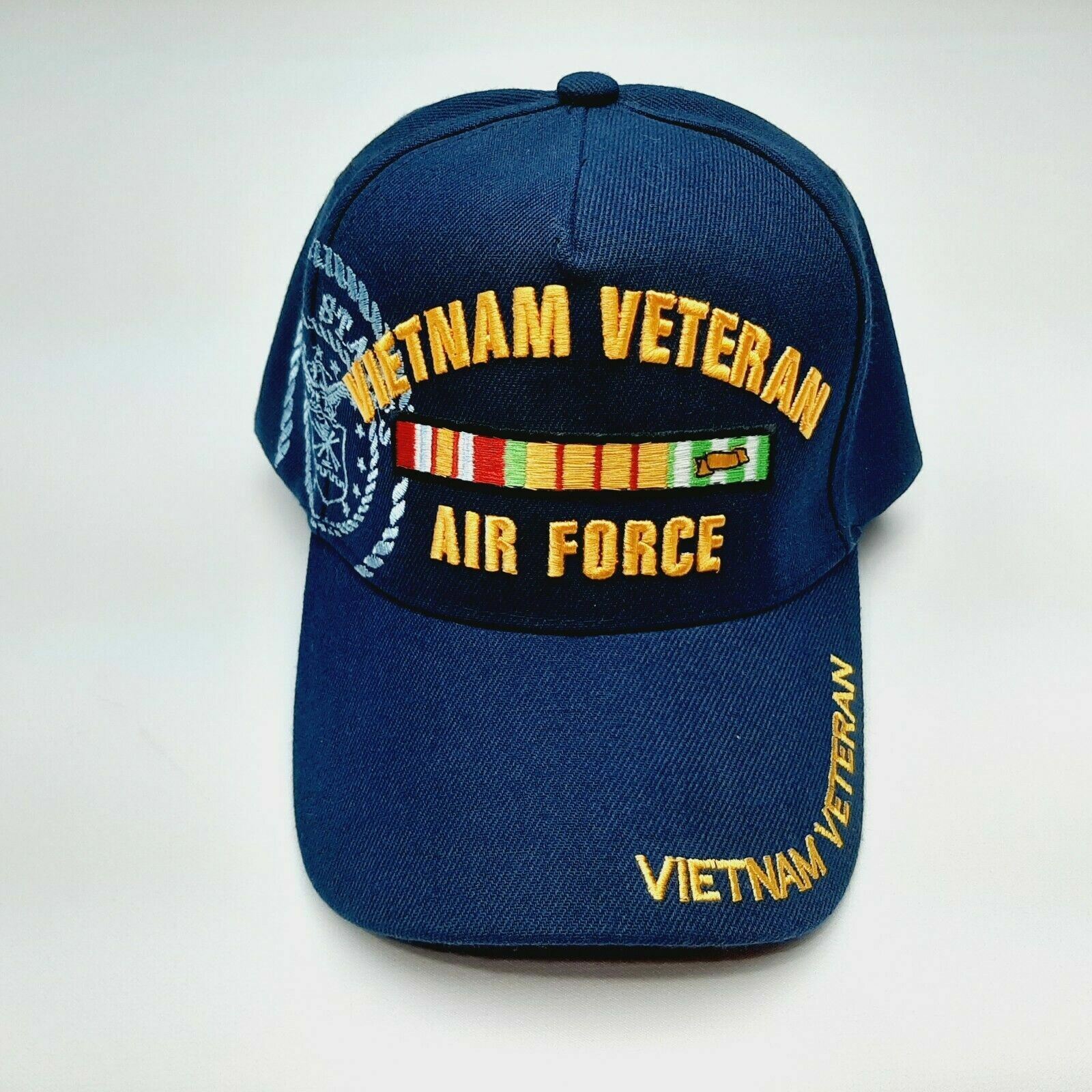 Vietnam Veteran Air Force Hat Navy Blue Embroidered Strapback Cap