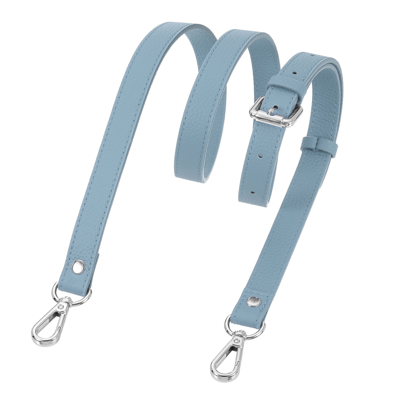 0.7″ Genuine Leather Purse Strap for Bag Sky Blue Silver Buckle