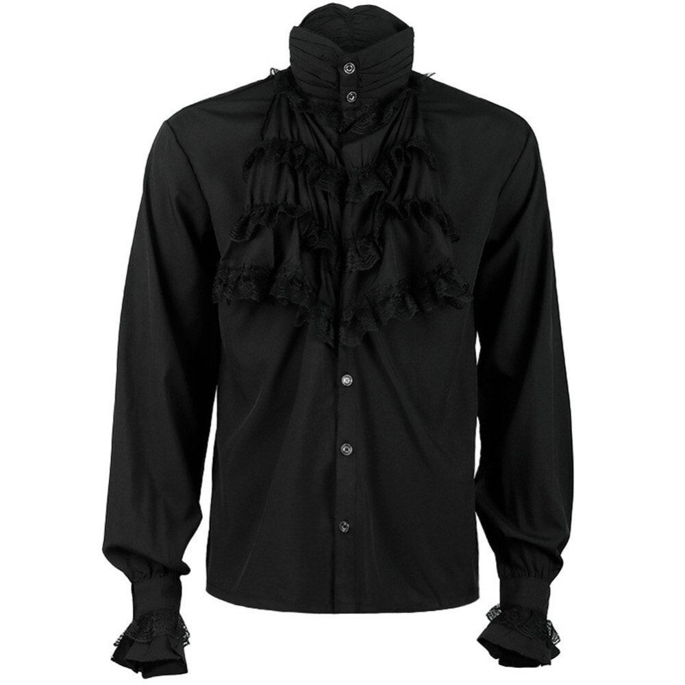 Men Vampire Victorian Renaissance Blouse Tops Gothic Ruffled Medieval Shirt
