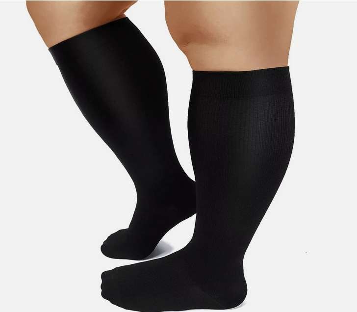 S M L XL 2XL 3XL 4XL Wide Calf Plus Size Compression Socks Women Men 20-30mmHg