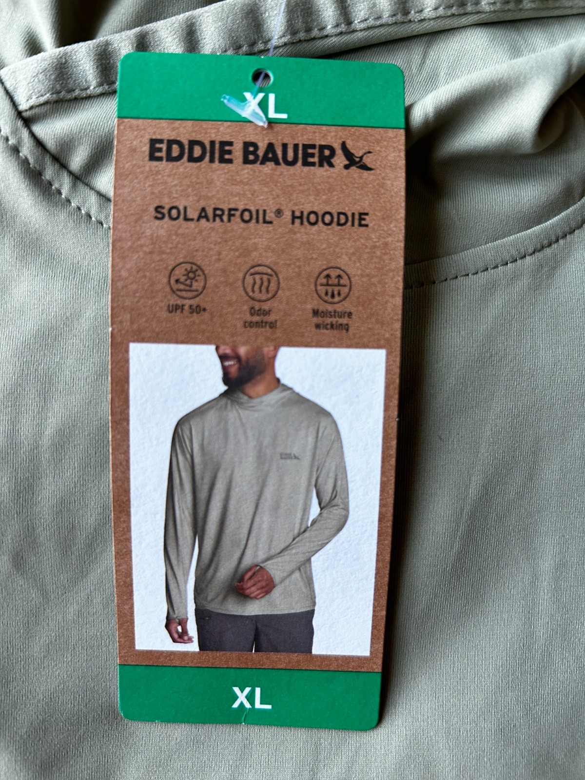 Eddie Bauer Men’s Performance Solarfoil Hoodie UPF 50+ Green Size XL