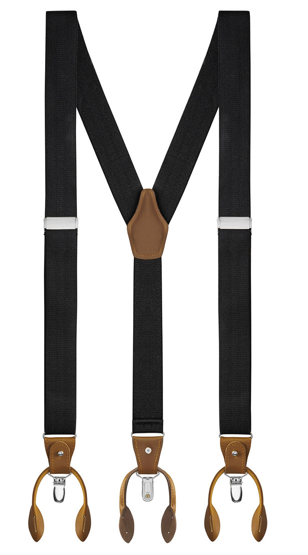 Buyless Fashion Men Adjustable Suspenders 48″ 1 1/4″ Clips And Buttons Y Back