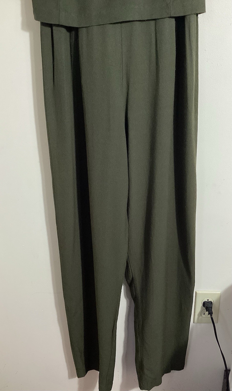 Vtg Classic One Piece Jumpsuit 7/8 Mod Retro Chic Old Money Tie Back Waist