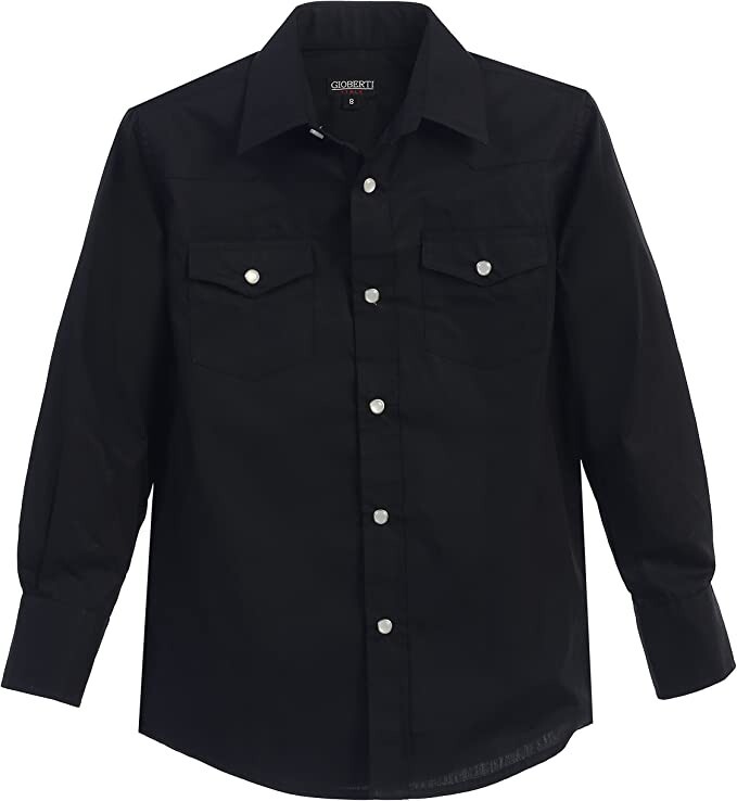 Men’s Western Shirt Long Sleeve Solid Pearl Snaps