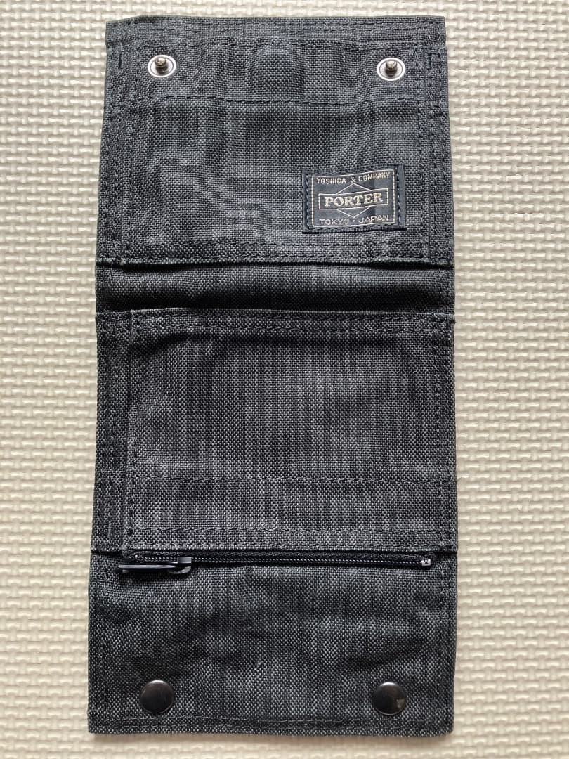 Porter Smoky Wallet Black leather used, discontinued model approx 13x11cm