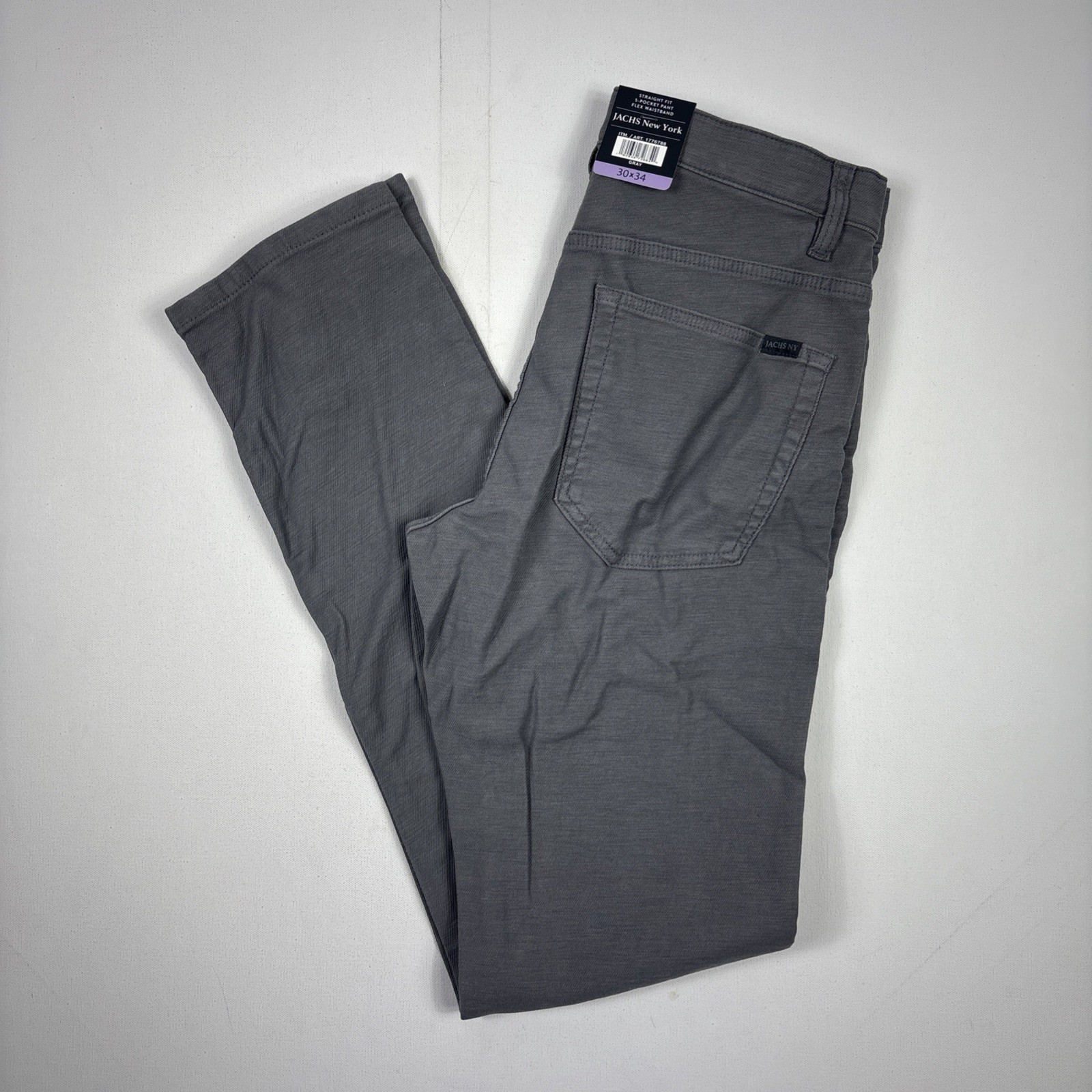 Jachs Men’s 5 Pocket Pant Straight Fit Stretch Fabric Gray 30×34