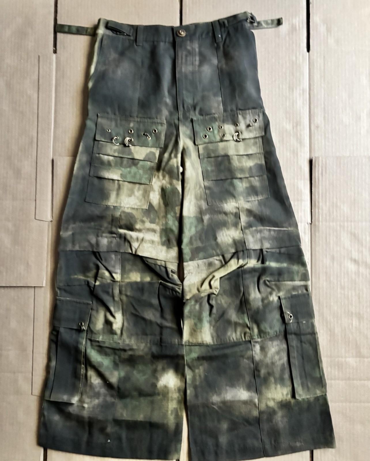 DNADES Men’s M Green/Black Camo Wide-Leg Cotton Canvas Cargo Pants 31W
