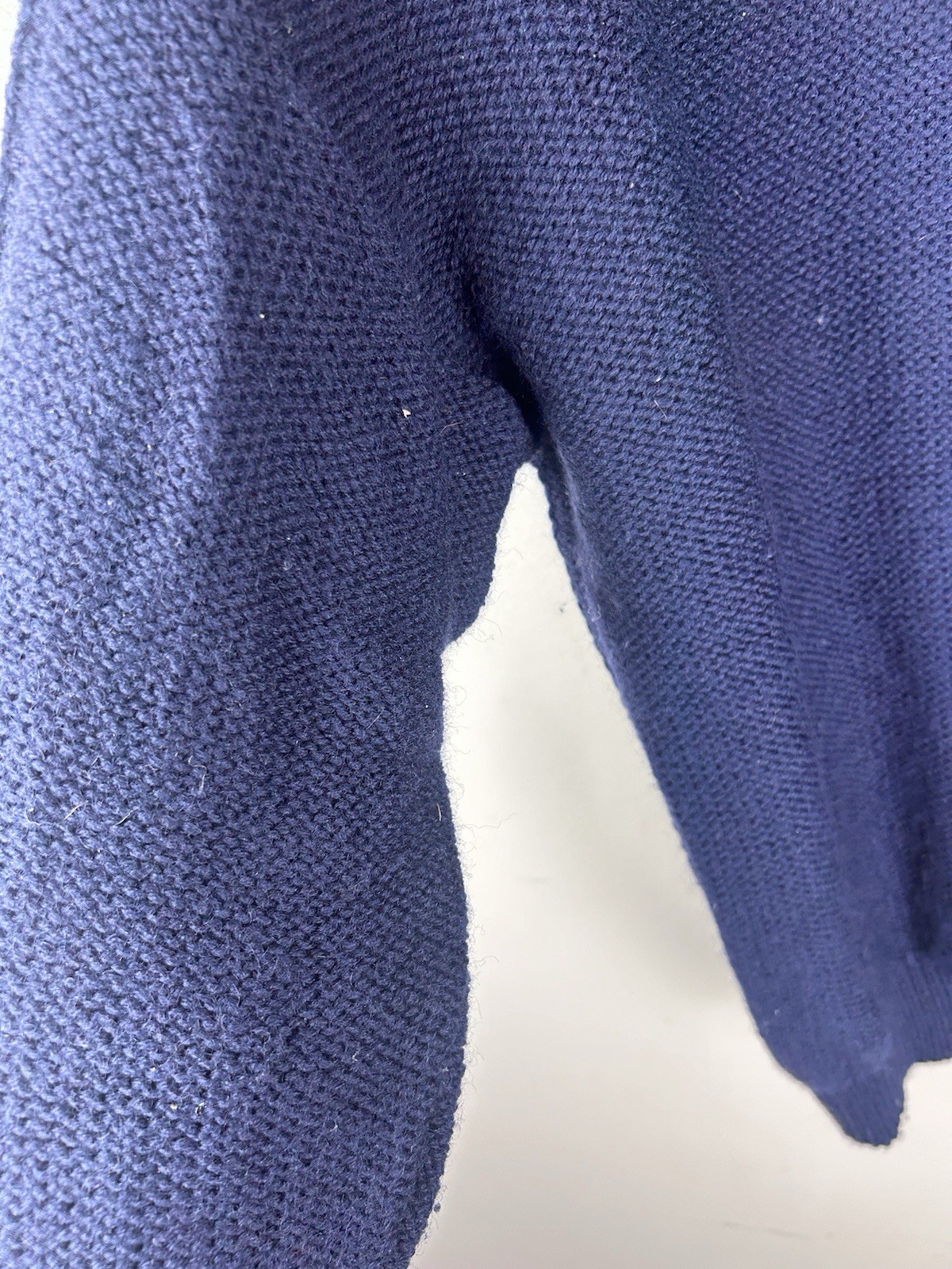 Jack Henry Mens Sweater Pullover 100% Wool Large Navy Blue Fisherman Grandpa