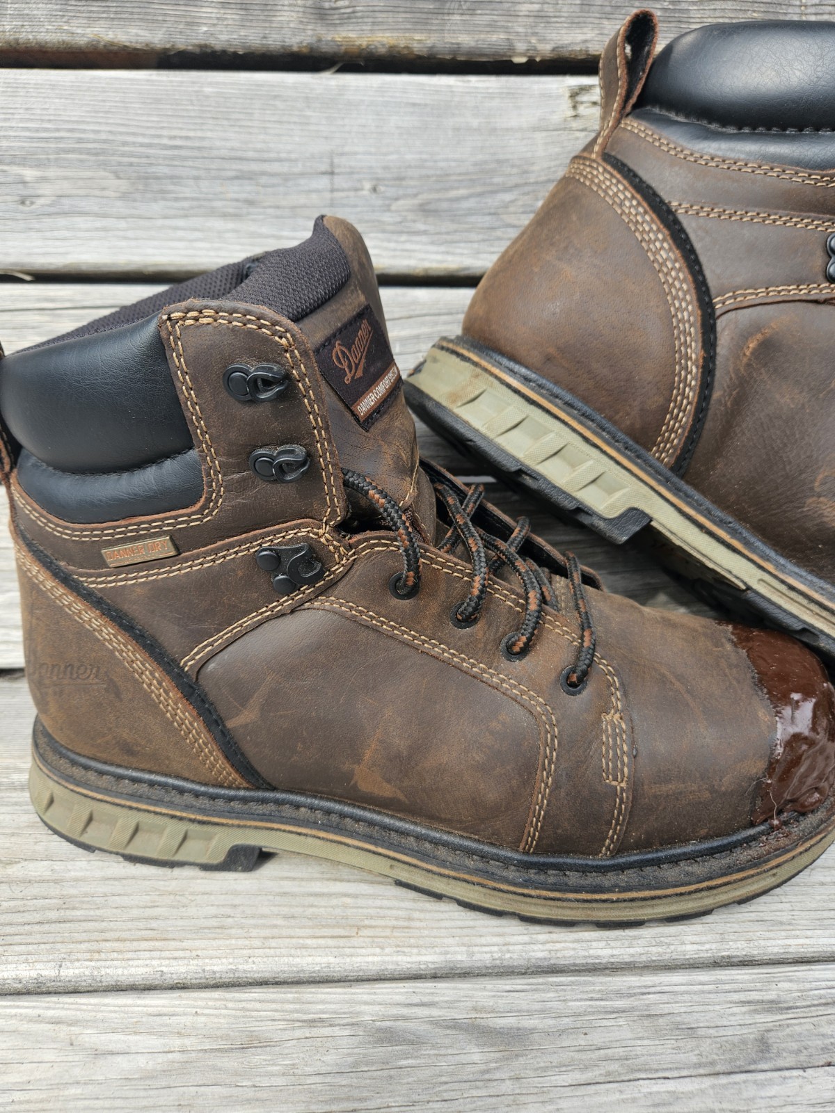 Danner steel yard 6″ ST boot 6 Mens 10.5 D Brown Tuff Toe Cover Lace Up 12531