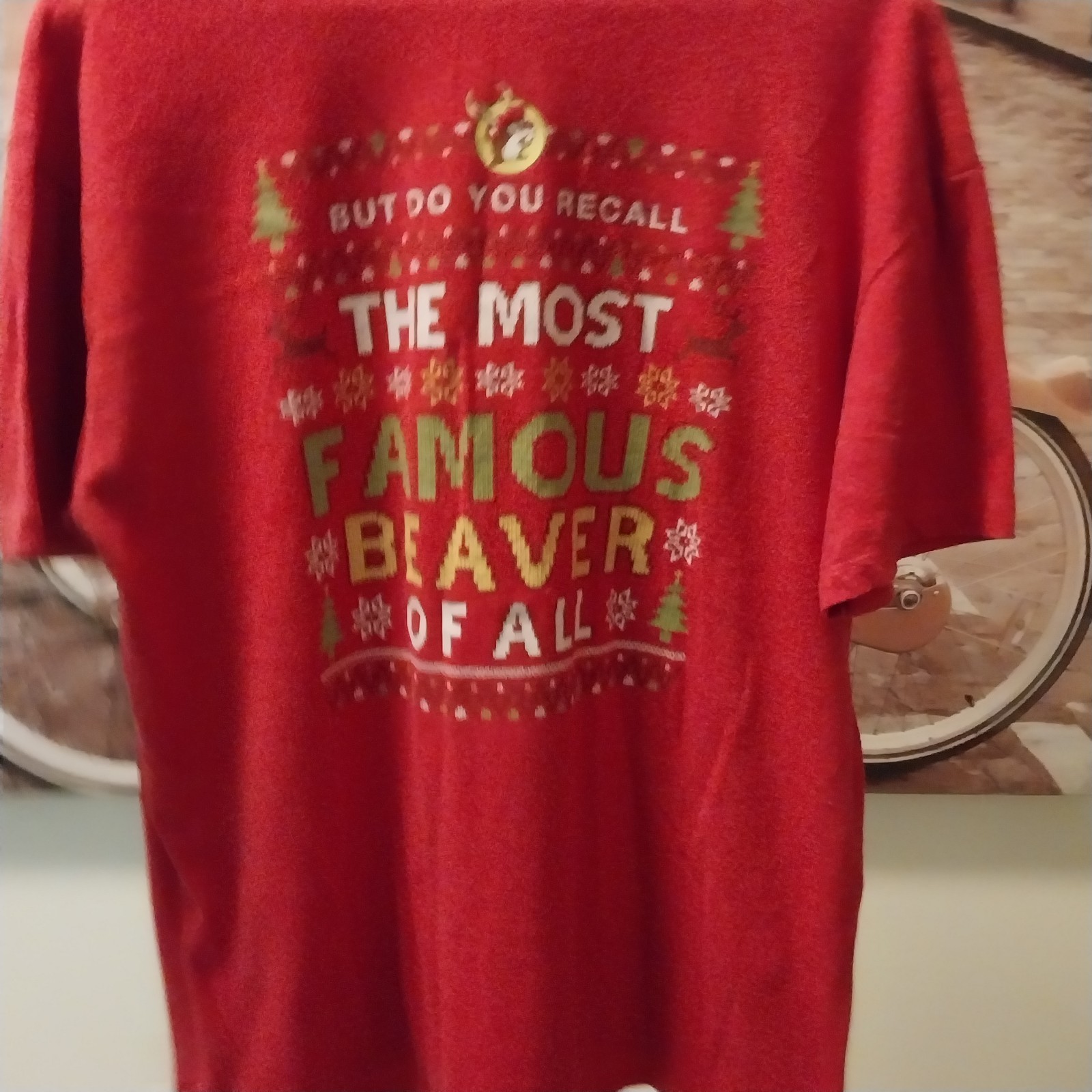 Buc ees Christmas Most Famous Beaver All T-shirt Adult XLRed Short Sleeve