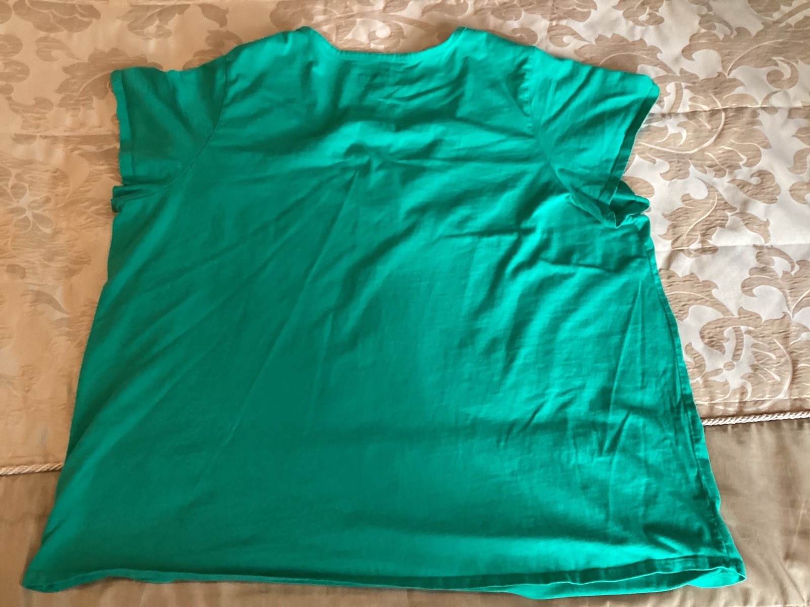Romans Womens Green Pull Over Shirt Top Short Sleeve 2X 100% Cotton