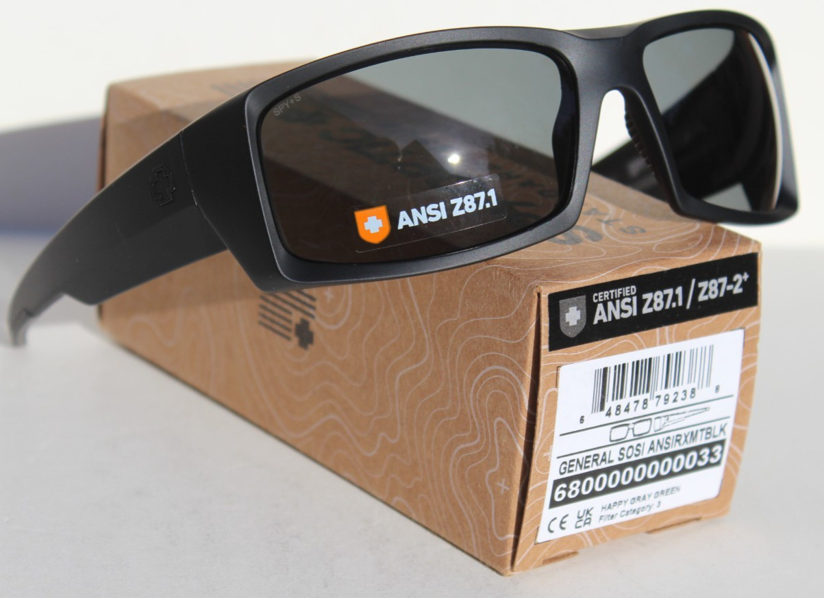 SPY OPTICS General SOSI Sunglasses Matte Black/Happy Gray Green ANSI Z87.1