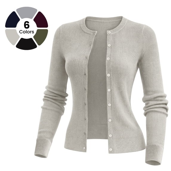 Women’s Ribbed Knit Cardigan Soft Button Down Long Sleeve Lightweight Sweater