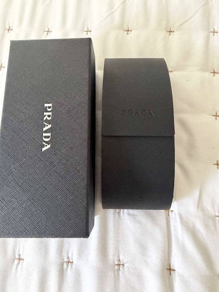 PRADA Rectangle Sunglasses Black Frame/Black Tinted Lenses Plastic w/ Case Box