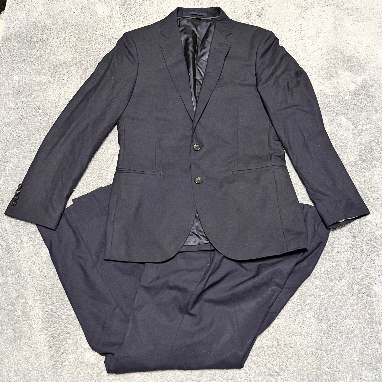 J Crew Ludlow Slim Fit Suit Jacket 36S Blue Double Vent Wool Loro Piana Pants