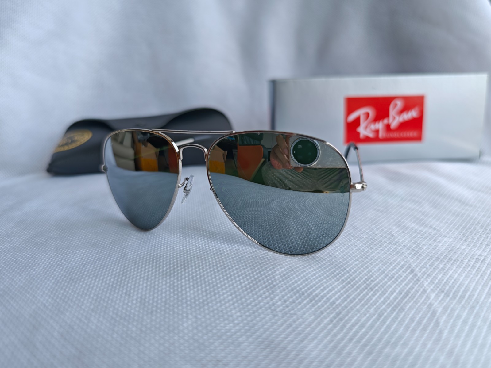 Ray-Ban Aviator Sunglasses RB3026 Silver Frame 62mm Silver Lens
