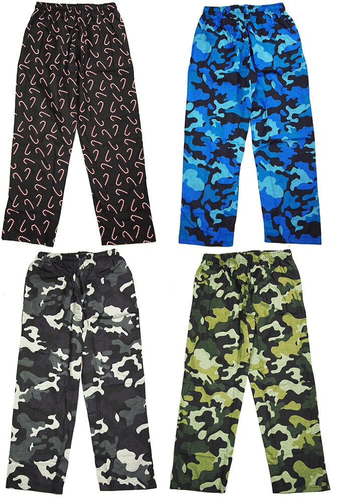 NORTY Men’s 100% Cotton Printed Flannel Sleep Lounge Pajama Pant – 4 Prints