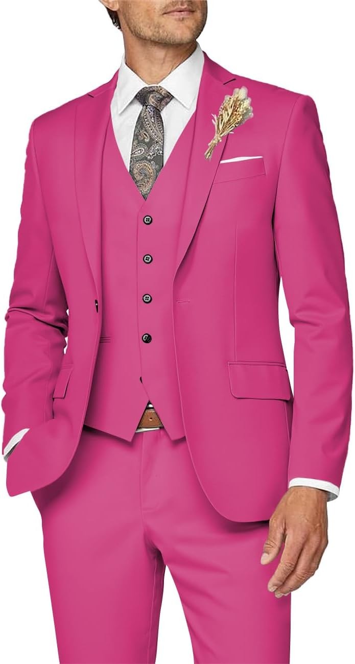 3 Piece Slim Fit Suit for Men Formal Business Wedding Prom Tuxedo Set