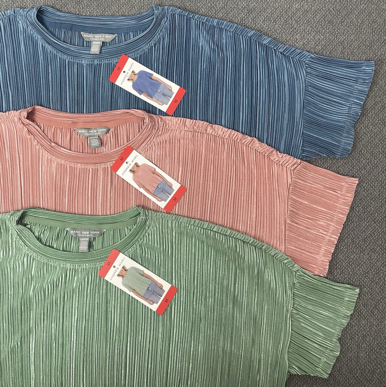 Andrew Marc Women’s Lot of 3 Plisse Tops Pick Your Size NWT