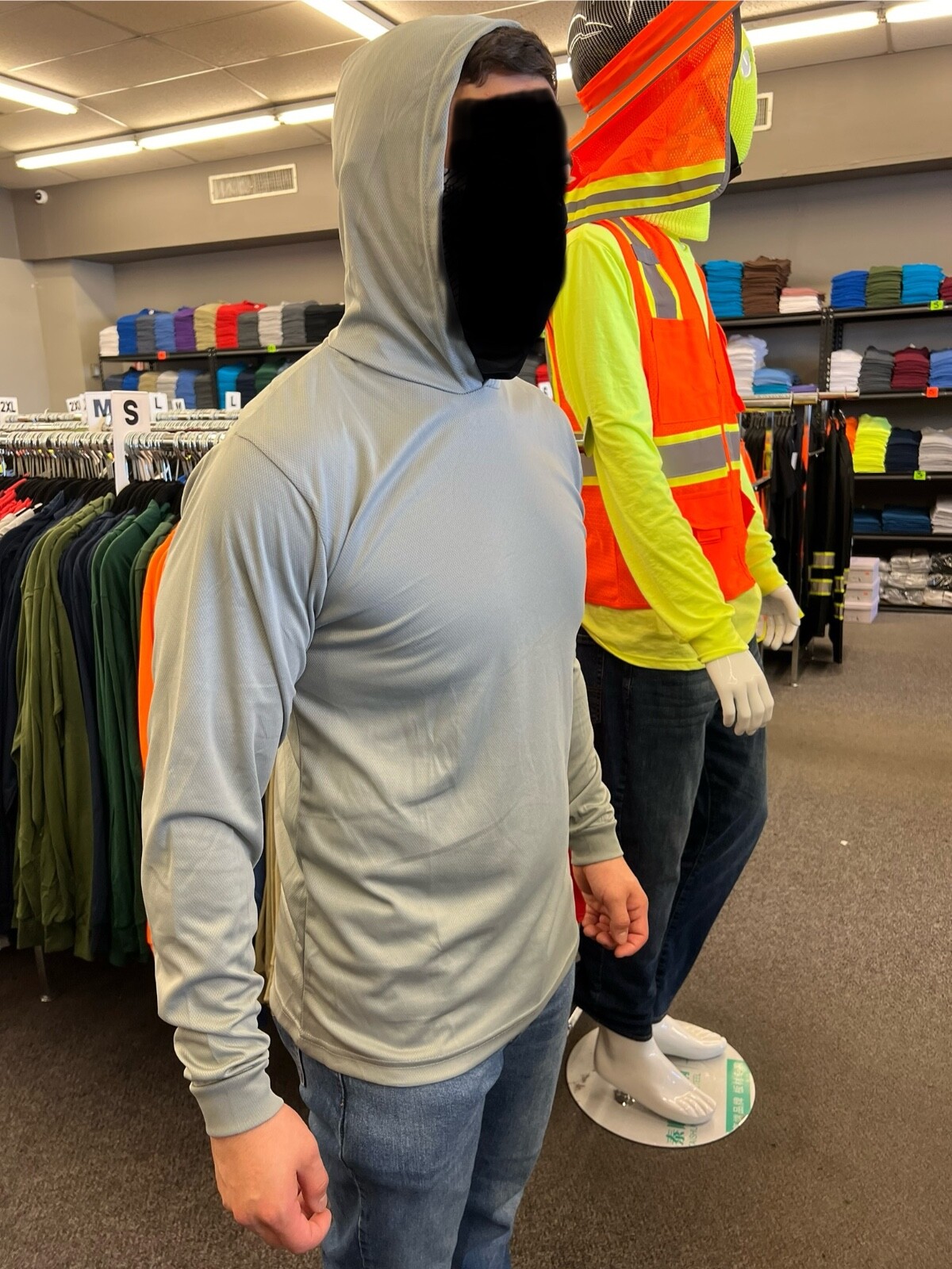 hoodie long sleeve t shirt 100% polyester for UV protection great for work