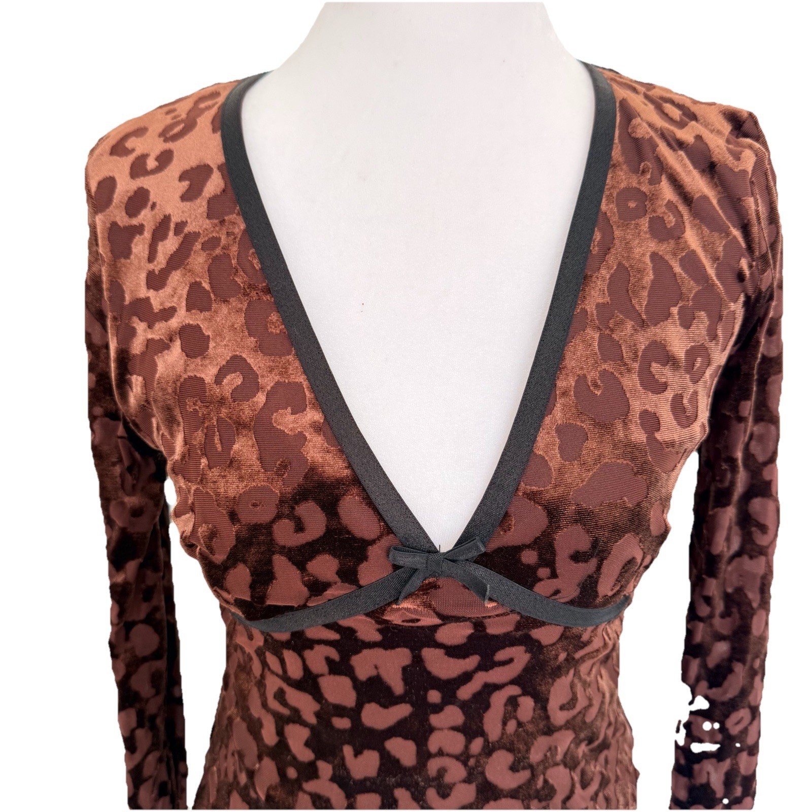 NWT Fairy Grunge Brown Velvet Burnout Sheer Leopard Top Size M Indie Sleeze NEW
