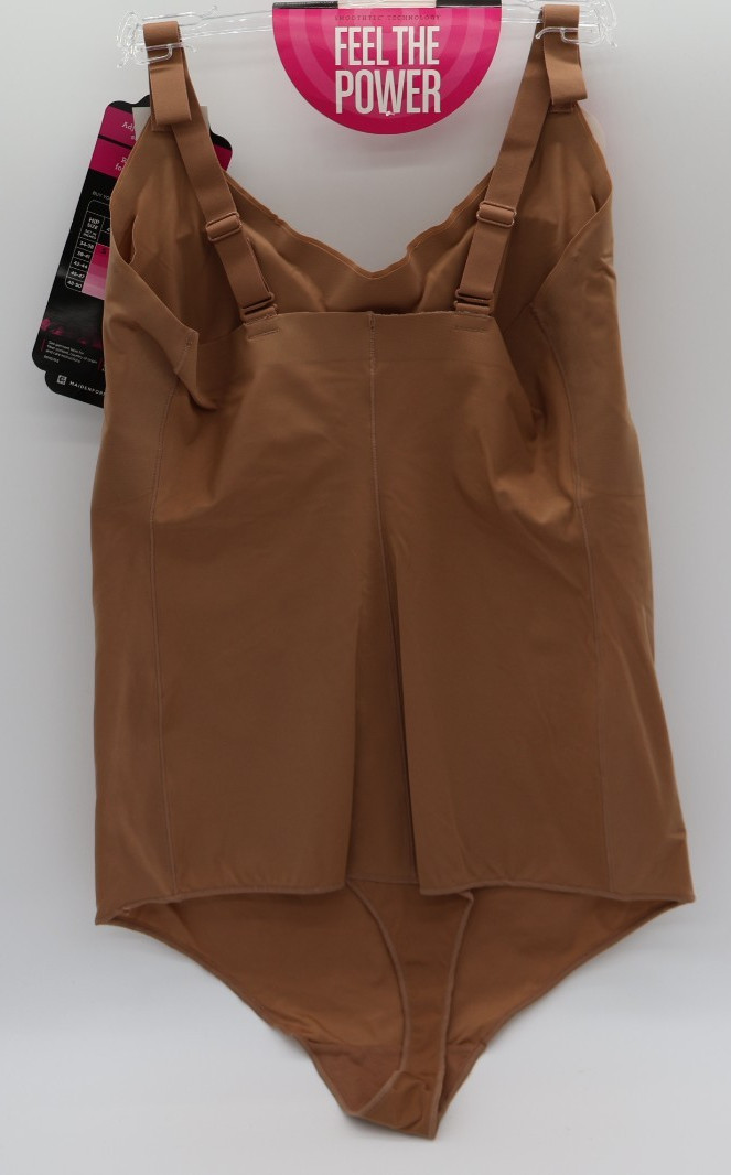 MAIDENFORM Power Players Firm Control Brown Thong Bodysuit Women’s 3XL NWT