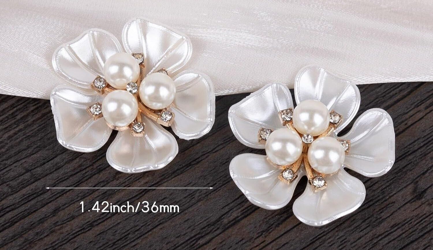 12pc Pearl Flower Rhinestone Glam Shoe Charms for Crocs or Shoe Laces