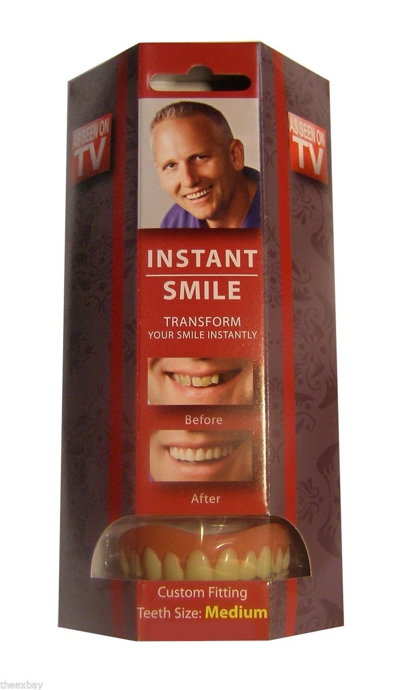 SMALL SECURE INSTANT SMILE DELUXE False Fake Cosmetic Veneer Teeth AS SEEN ON TV